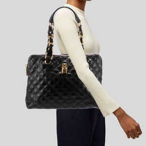 MARC JACOBS Collection Black Quilted Leather Gold Chain Rio TOTE Venetia